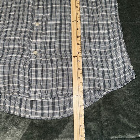 Pendleton Malone Shirt Mens Small Gray White Plaid Short Sleeve Linen Button-Up - Picture 7 of 7